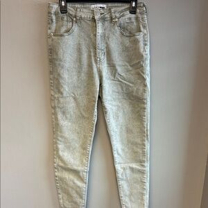 Fashion Nova Green Skinny Jeans Size 13 High Rise Stretch